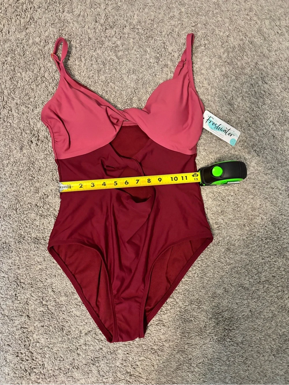 NWT Freshwater Two-Tone Pink & Burgundy One-Piece Swimsuit Size Large